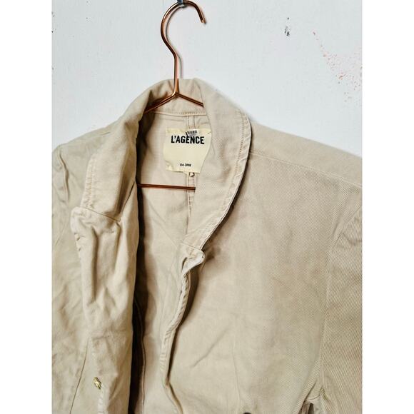 L’AGENCE Off-White 100% Cotton Structured Double-Breasted Wayne Jacket Blazer M - Picture 6 of 16